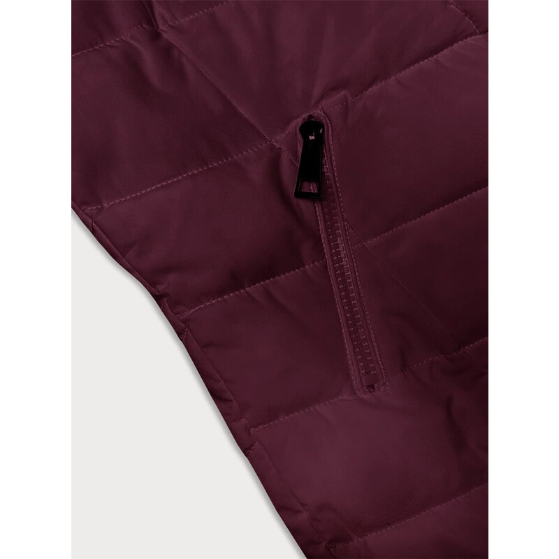Prošívaná dámská zimní bunda ve vínové bordó barvě s kapucí LHD (2M-057)