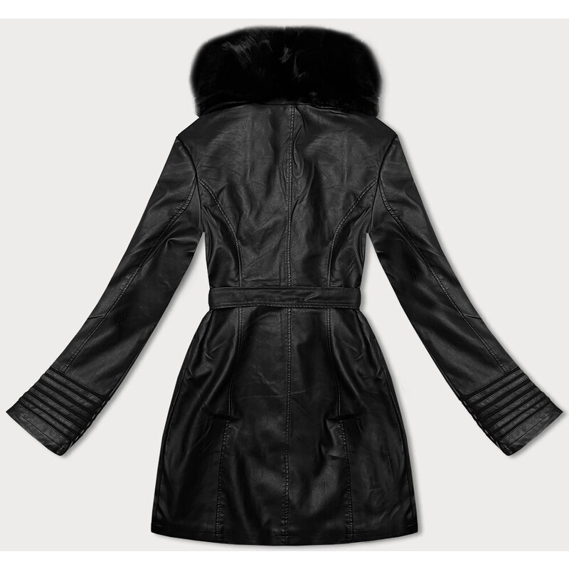 Černá bunda s kožešinovým límcem J Style (11Z8091)
