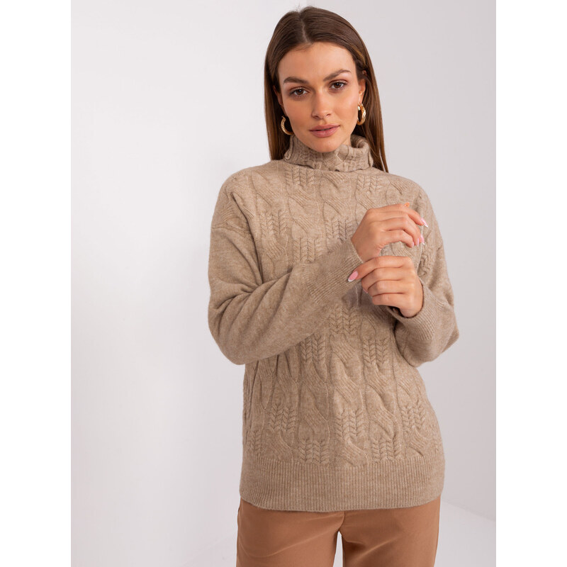 Sweter AT SW model 19309623 ciemny bezowy - FPrice