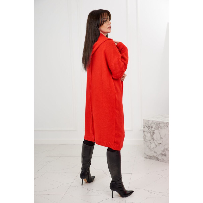 K-Fashion Kardigan s kapucí červený