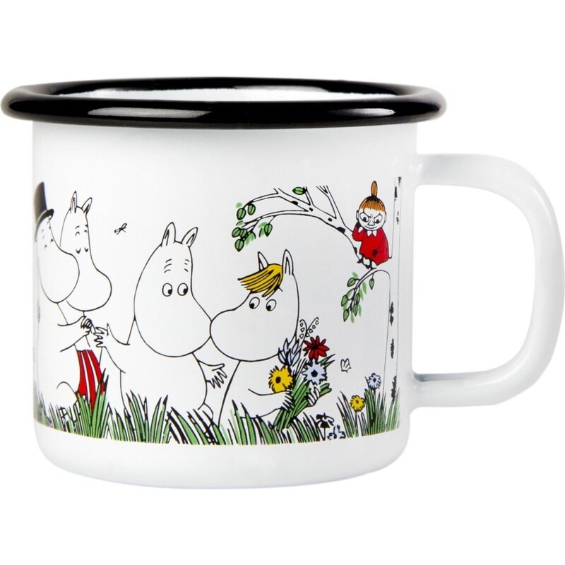 Muurla Finsko Smaltovaný hrnek Moomin Happy Family white 150ml