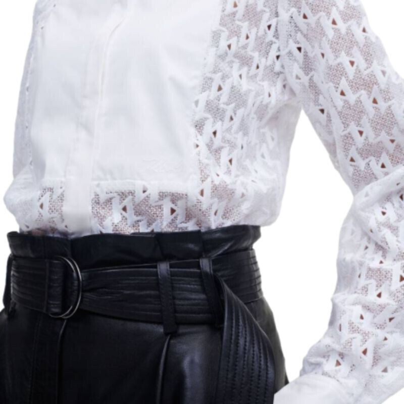 Karl Lagerfeld KL Monogram Lace Bib Shirt W 220W1600