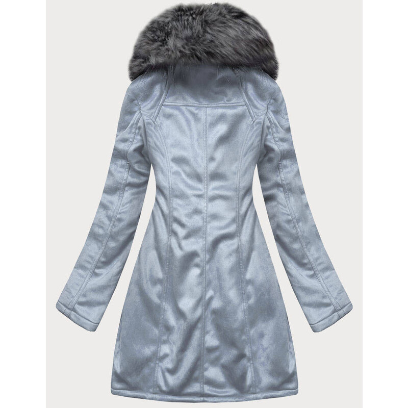 Libland Dámská zimní semišová bunda ve vřesové barvě s kožešinou (6517BIG)