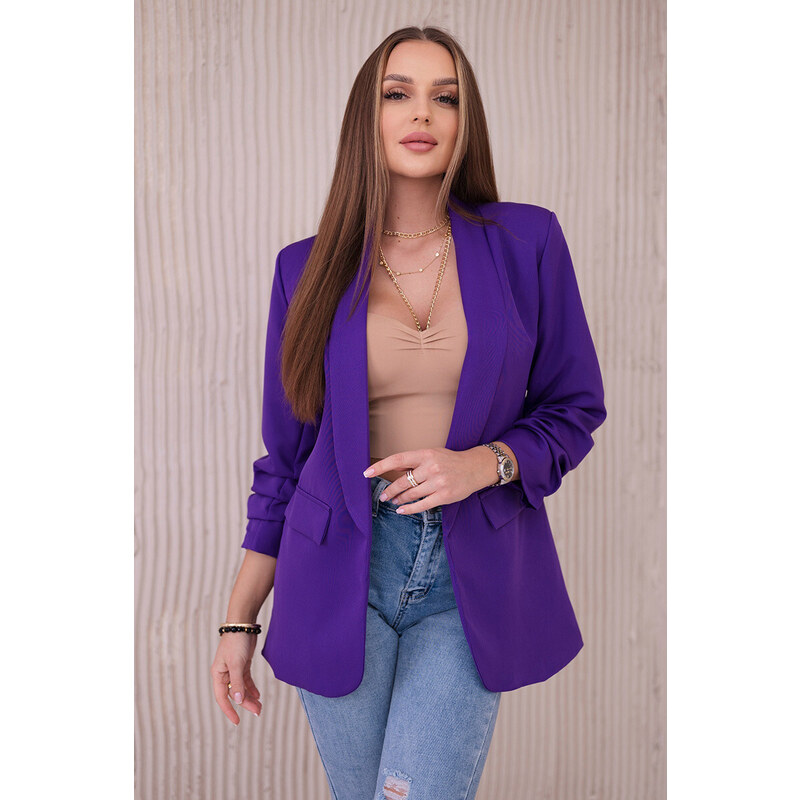 K-Fashion Bunda s klopou elegantní tmavě fialová