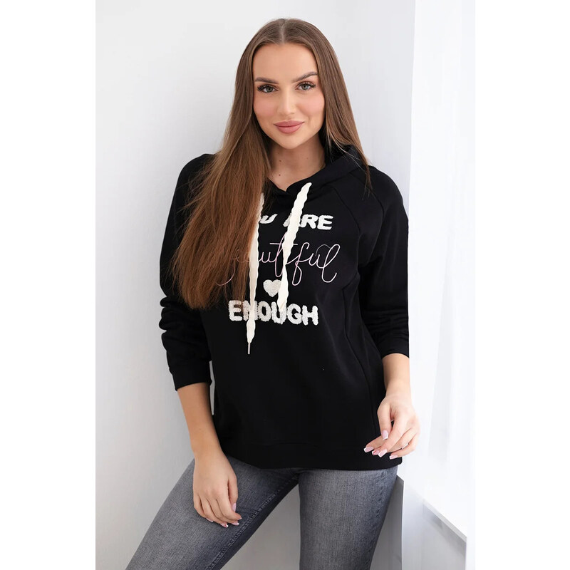 K-Fashion Bavlněná mikina s kapucí černý