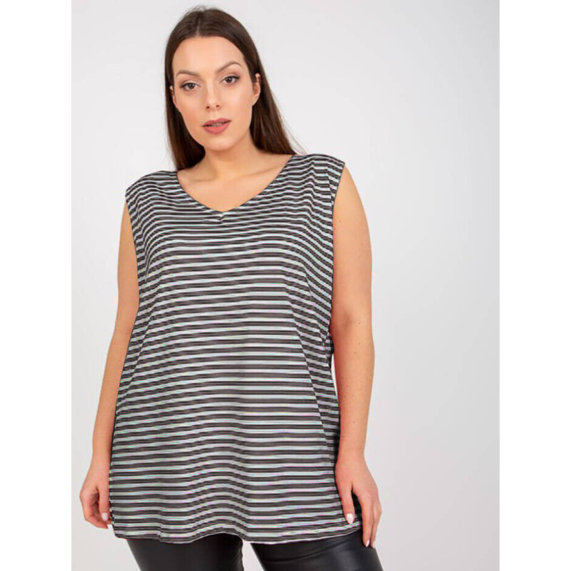 Factory Price Bavlněný pruhovaný top plus size tmavě modro-bílý (7952) 90481279