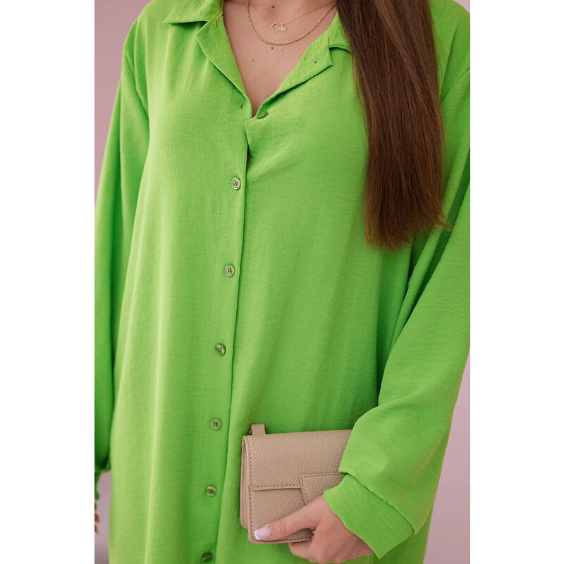 K-Fashion Dlouhá košile s viskózou světle zelená