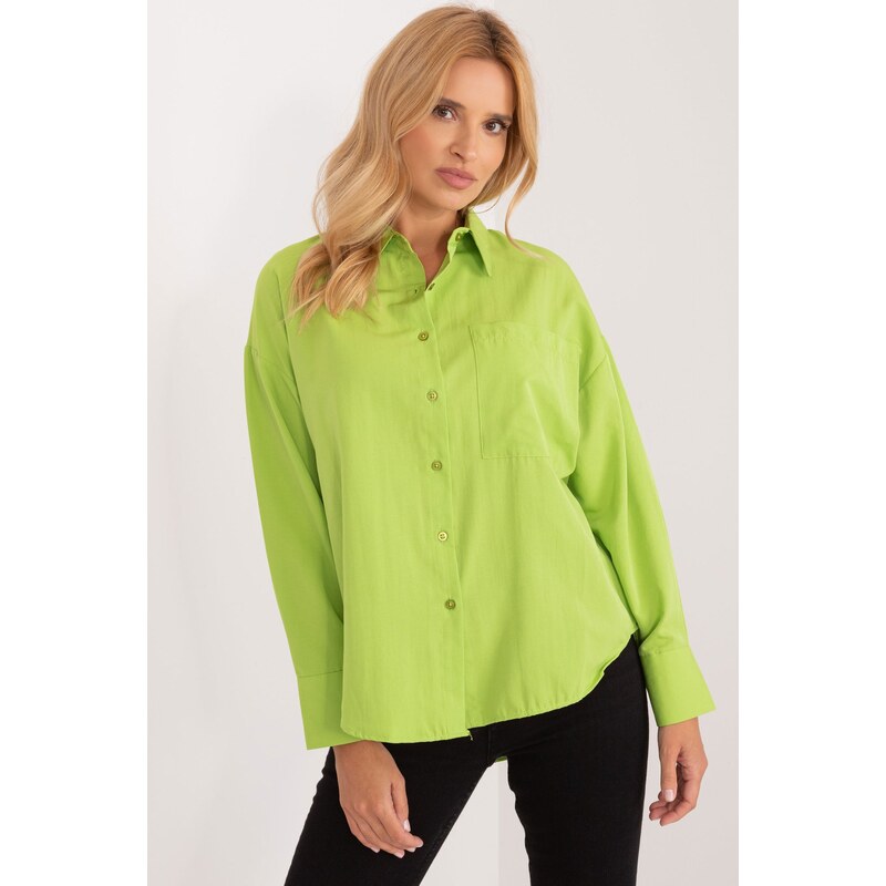 Factory Price Limetkově zelená košile oversize s knoflíky na zádech