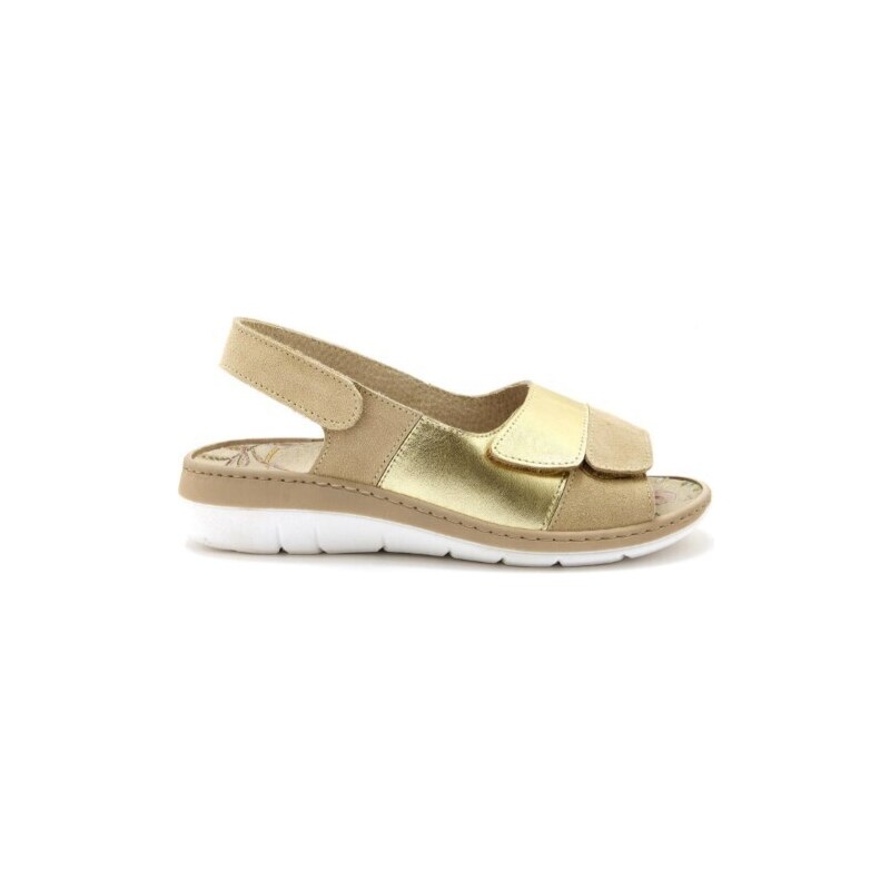 Blancheporte PÉDICONFORT - Kožené sandály na suchý zip béžová 36