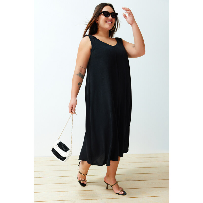 Trendyol Curve Black Oversize Woven Dress