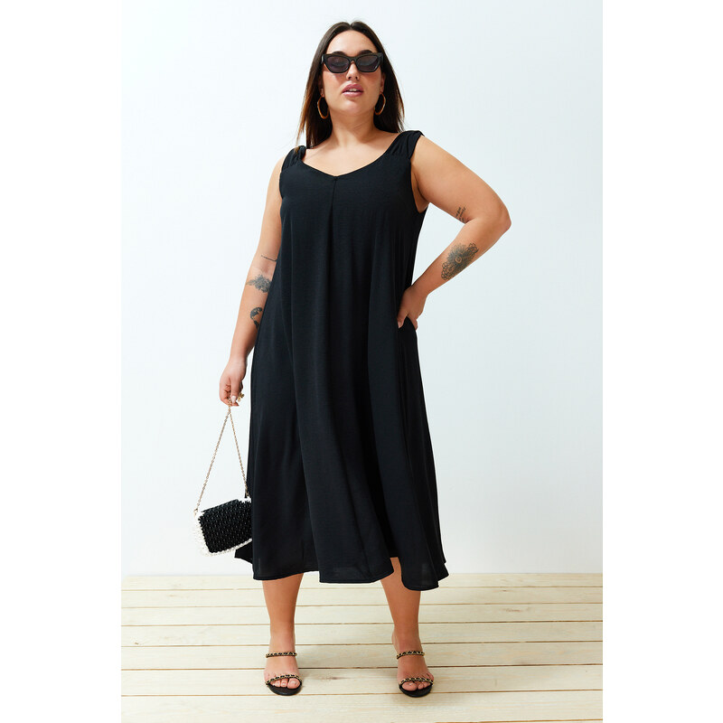 Trendyol Curve Black Oversize Woven Dress