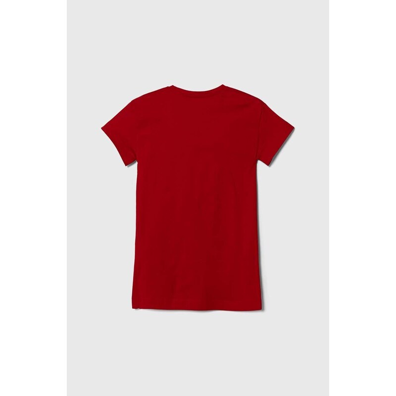 Dětské bavlněné šaty HUGO červená barva, mini