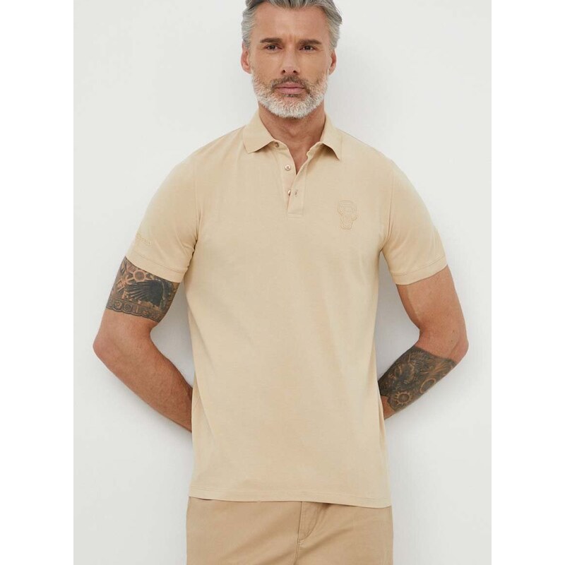 Polo tričko Karl Lagerfeld béžová barva