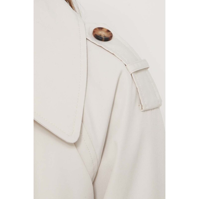 Trench kabát Abercrombie & Fitch dámský, béžová barva, přechodný, oversize