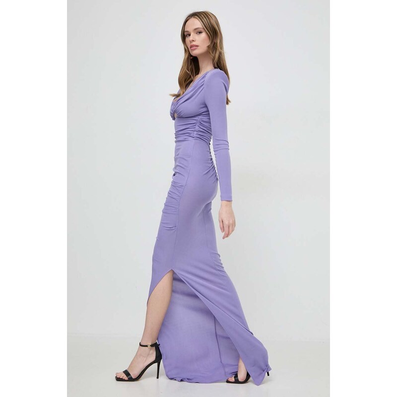 Šaty Elisabetta Franchi fialová barva, maxi, AB52942E2
