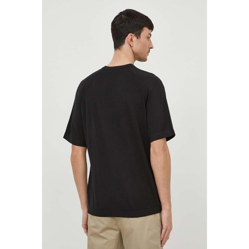 Tričko s příměsí hedvábí Calvin Klein černá barva