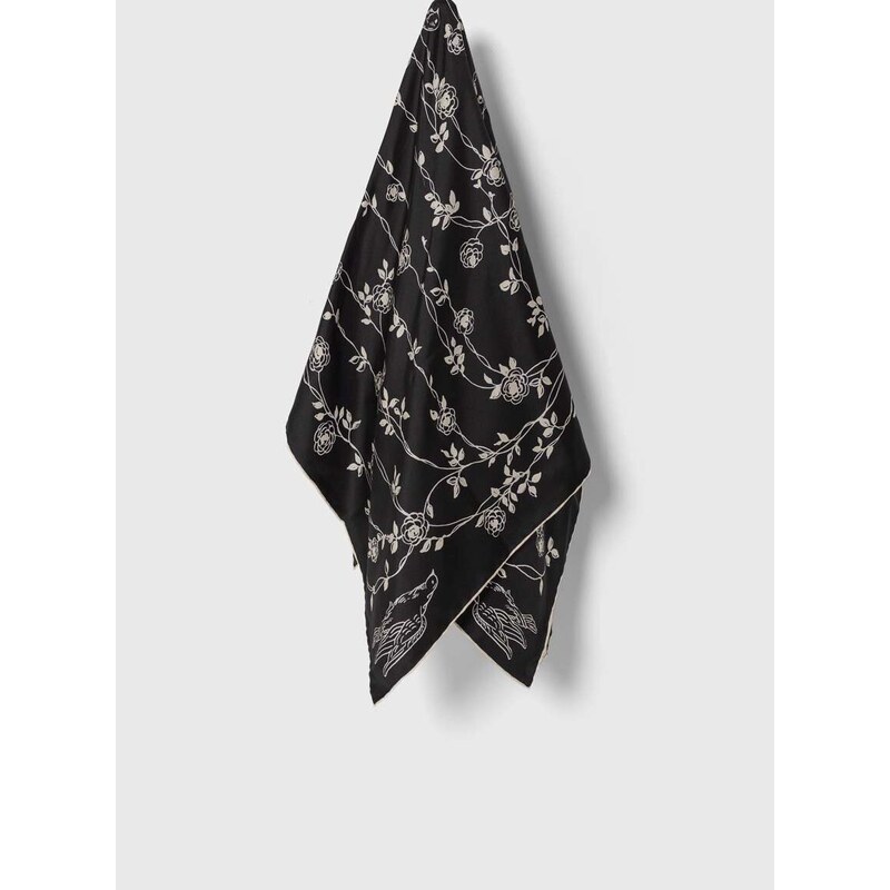 Hedvábný kapesníček Lanvin černá barva
