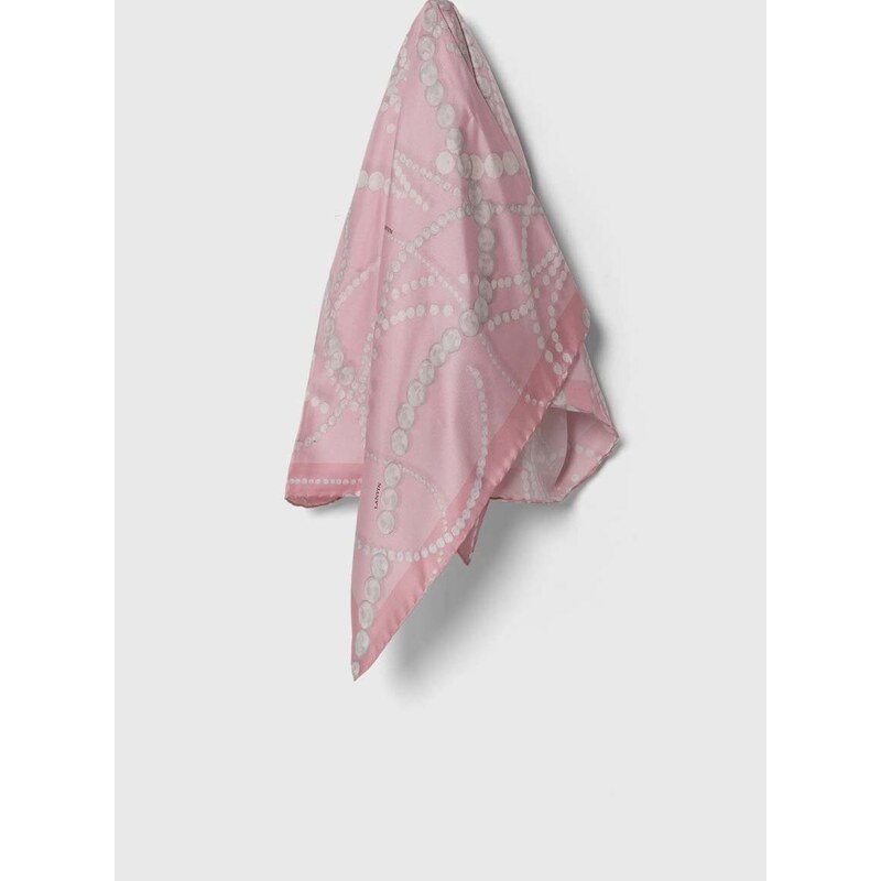 Hedvábný kapesníček Lanvin růžová barva