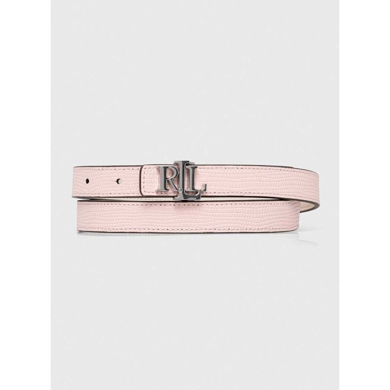 Oboustranný kožený pásek Lauren Ralph Lauren dámský, růžová barva