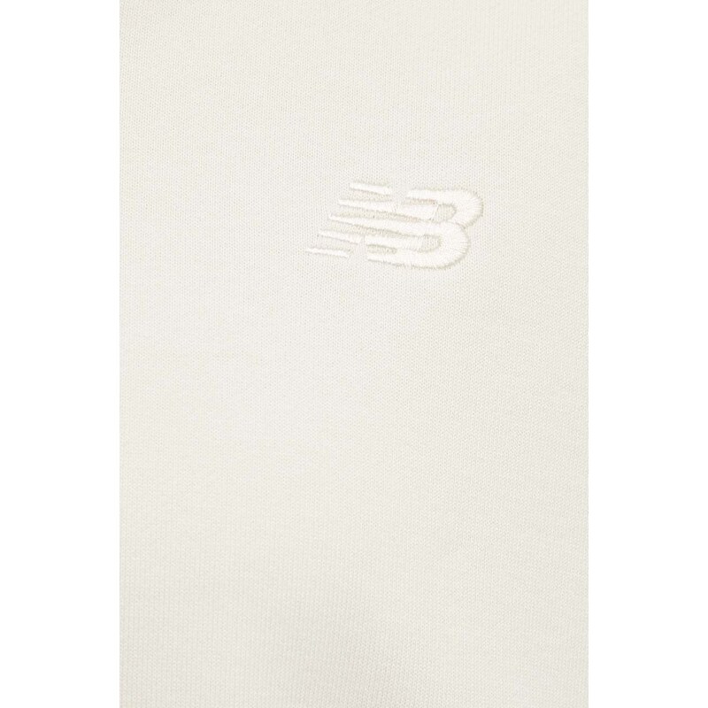 Bavlněná mikina New Balance WT41500LIN dámská, béžová barva, hladká