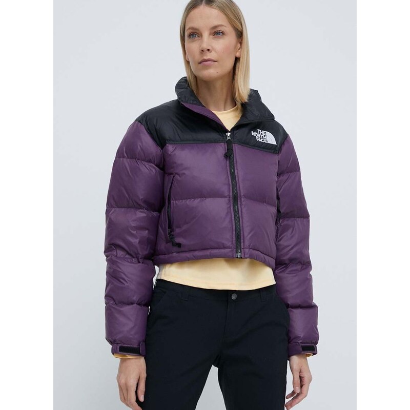 Péřová bunda The North Face NUPTSE SHORT JACKET dámská, fialová barva, zimní, NF0A5GGEV6V1