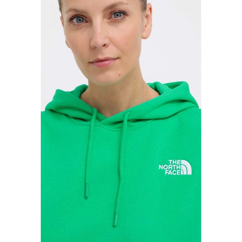 Mikina The North Face W Essential Hoodie dámská, zelená barva, s kapucí, s aplikací, NF0A7ZJDPO81