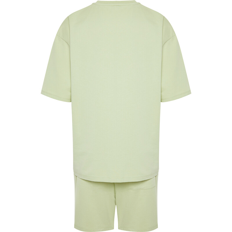 Trendyol Mint Tracksuit Set Oversize Text Printed 100% Cotton