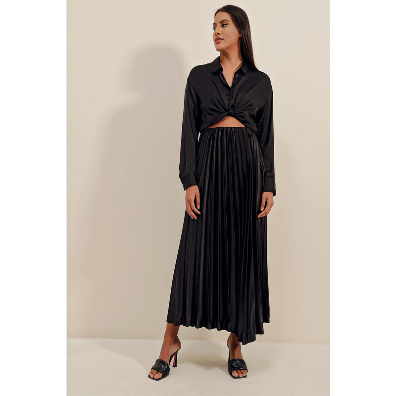 Bigdart 1896 Leather Look Pleated Skirt - Black