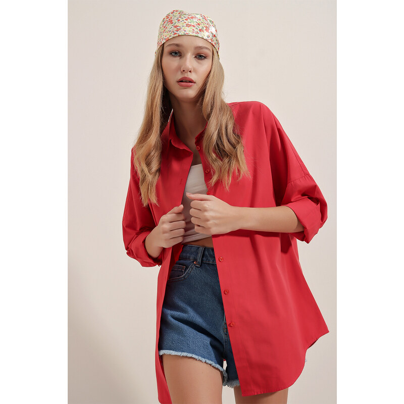 Bigdart 3900 Oversize Basic Long Shirt - Red