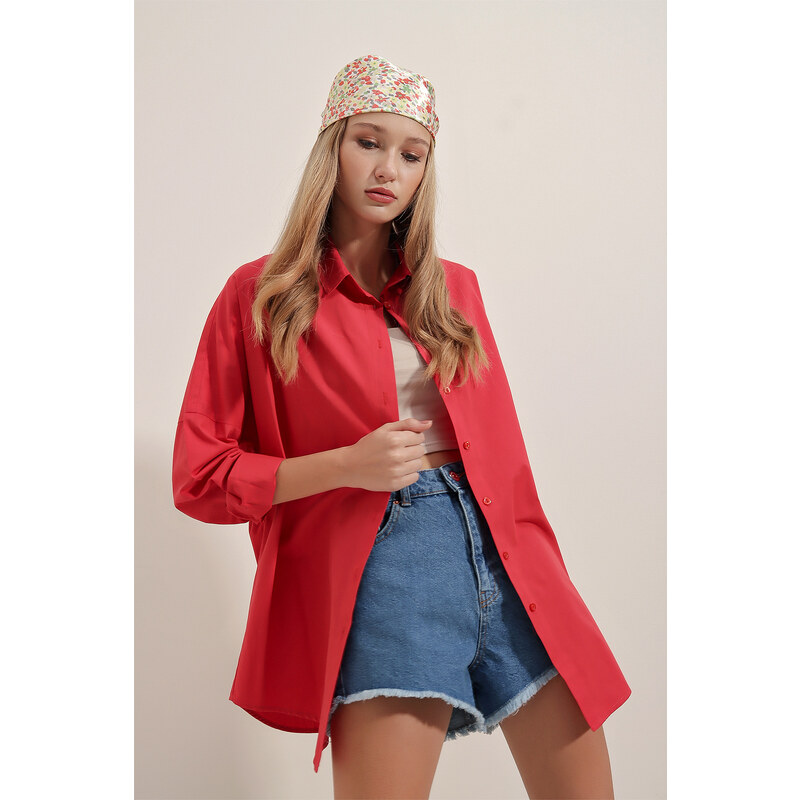 Bigdart 3900 Oversize Basic Long Shirt - Red