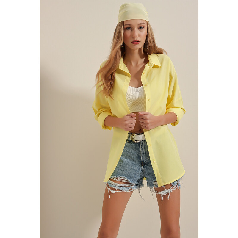 Bigdart 3900 Oversize Long Basic Shirt - Yellow