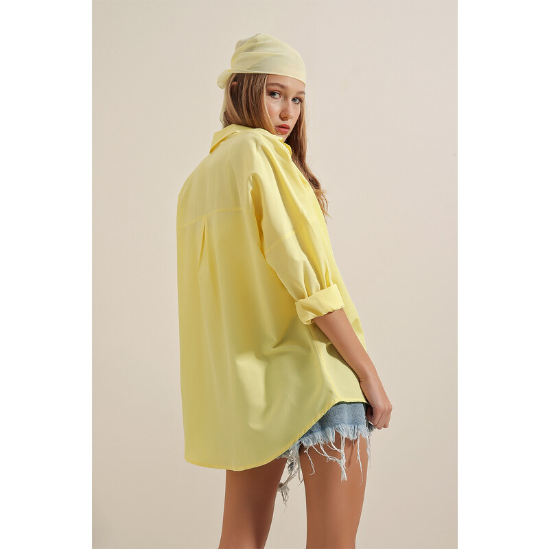 Bigdart 3900 Oversize Long Basic Shirt - Yellow