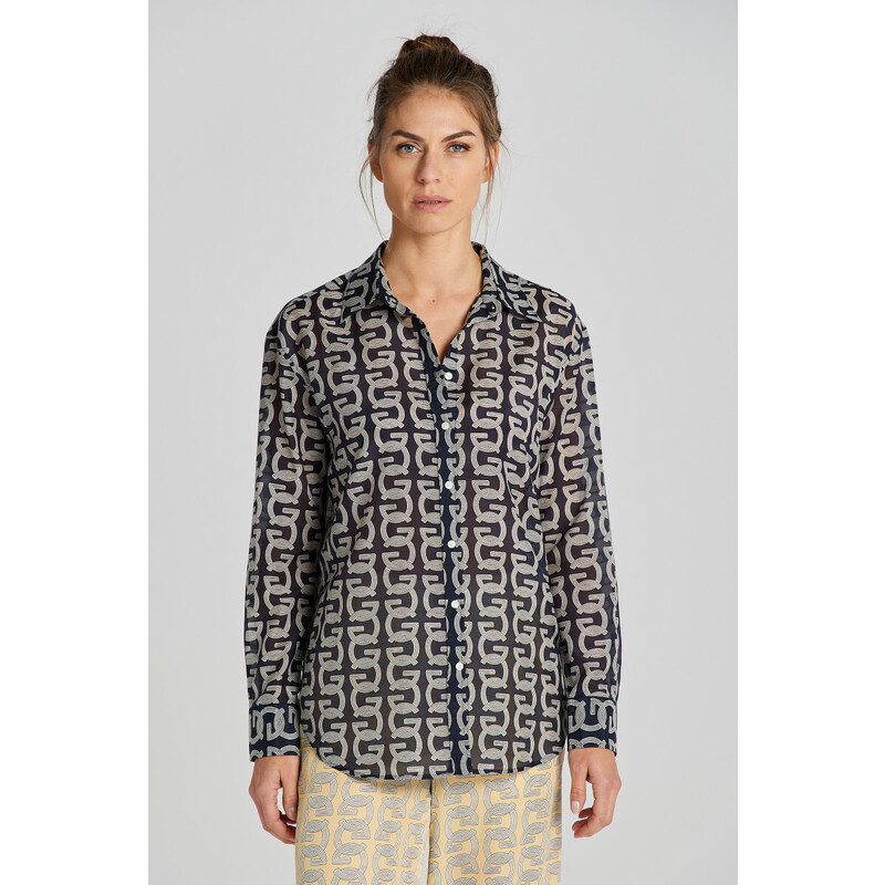 KOŠILE GANT REL G PATTERN COT SILK SHIRT EVENING BLUE