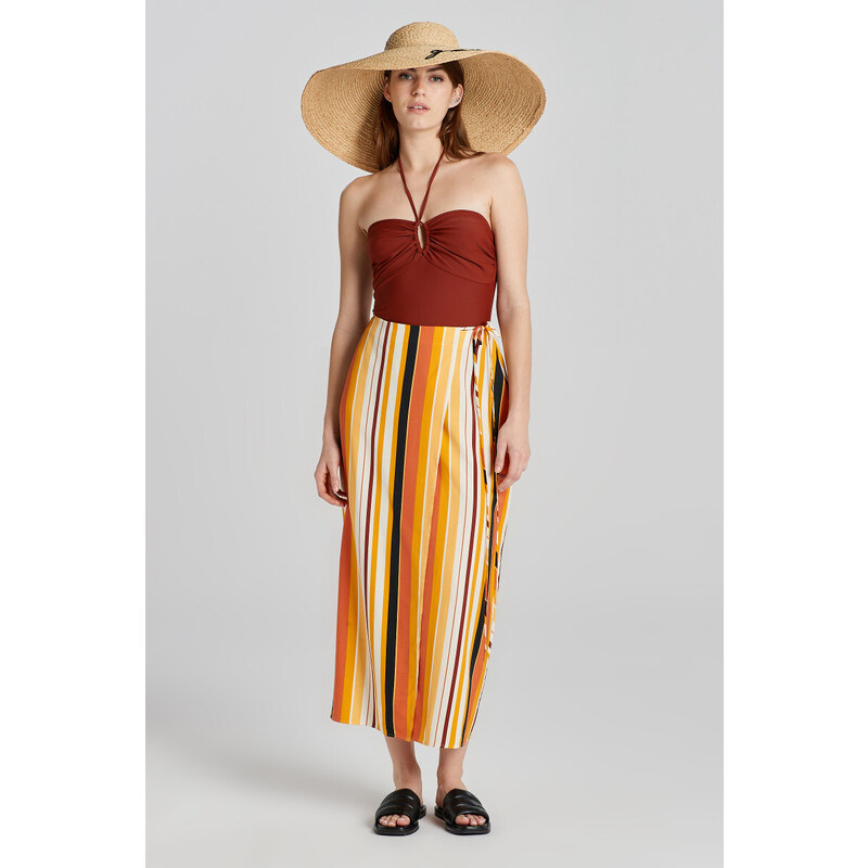 SUKNĚ GANT STRIPED WRAP SKIRT MEDAL YELLOW