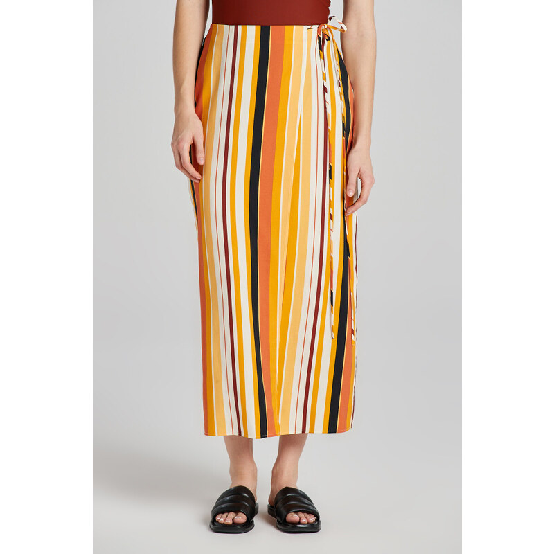 SUKNĚ GANT STRIPED WRAP SKIRT MEDAL YELLOW