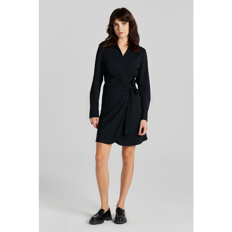 ŠATY GANT SLIM WRAP SHIRT DRESS BLACK 90512472