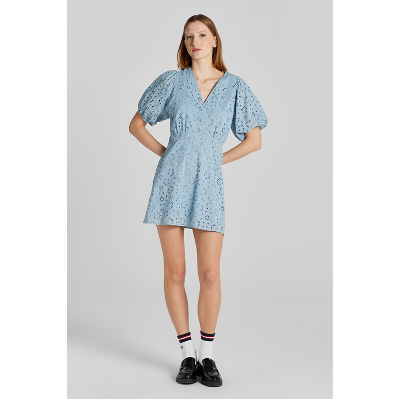 ŠATY GANT REG BRODERIE ANGLAISE DRESS DOVE BLUE