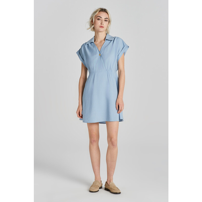 ŠATY GANT REL POPOVER SS DRESS DOVE BLUE 90512481