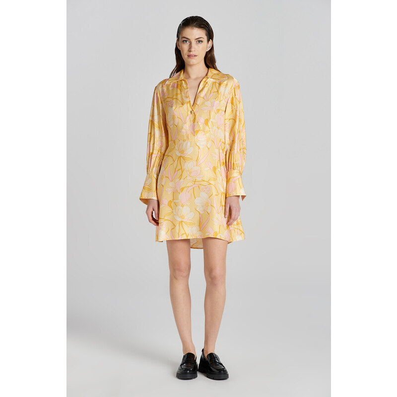 ŠATY GANT SLIM MAGNOLIA PRINT WRAP DRESS DUSTY YELLOW