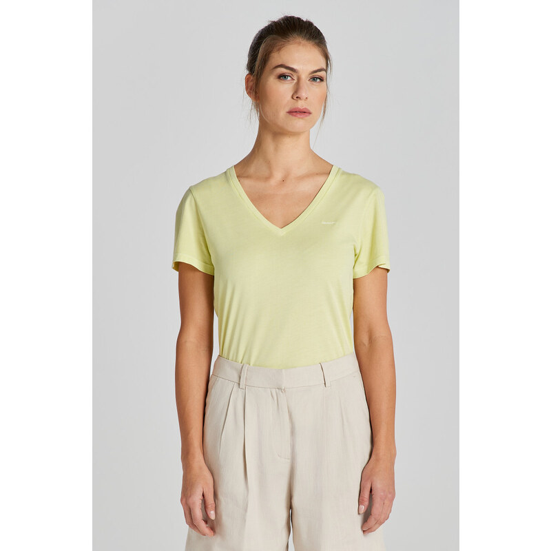 TRIČKO GANT REG SUNFADED SS V-NECK T-SHIRT PASTEL LIME 90512514