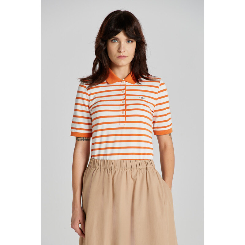 POLOKOŠILE GANT SLIM STRIPED SHIELD SS PIQUE POLO PUMPKIN ORANGE 90512517