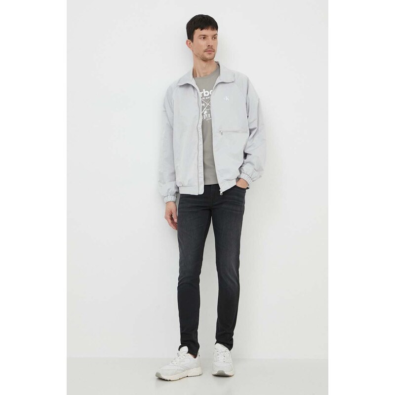Bunda Calvin Klein Jeans pánská, šedá barva, přechodná, oversize