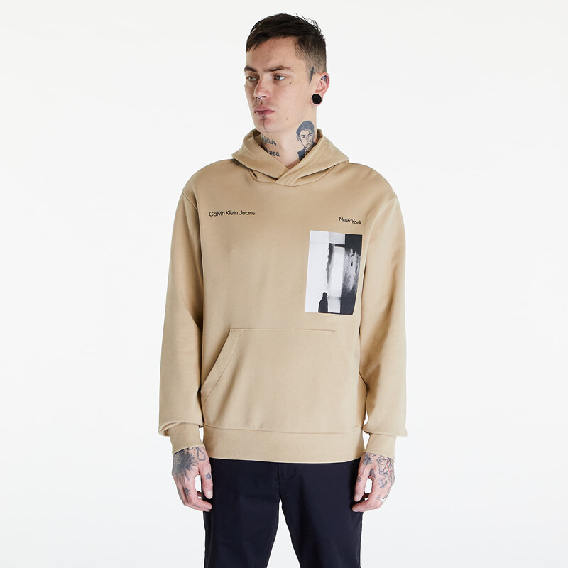 Pánská mikina Calvin Klein Jeans Serenity Multi Graphic Hoodie UNISEX Beige