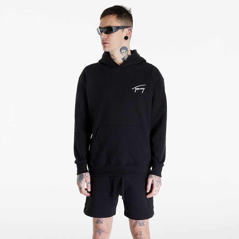 Tommy Hilfiger Pánská mikina Tommy Jeans Relaxed Signature Hoodie Black