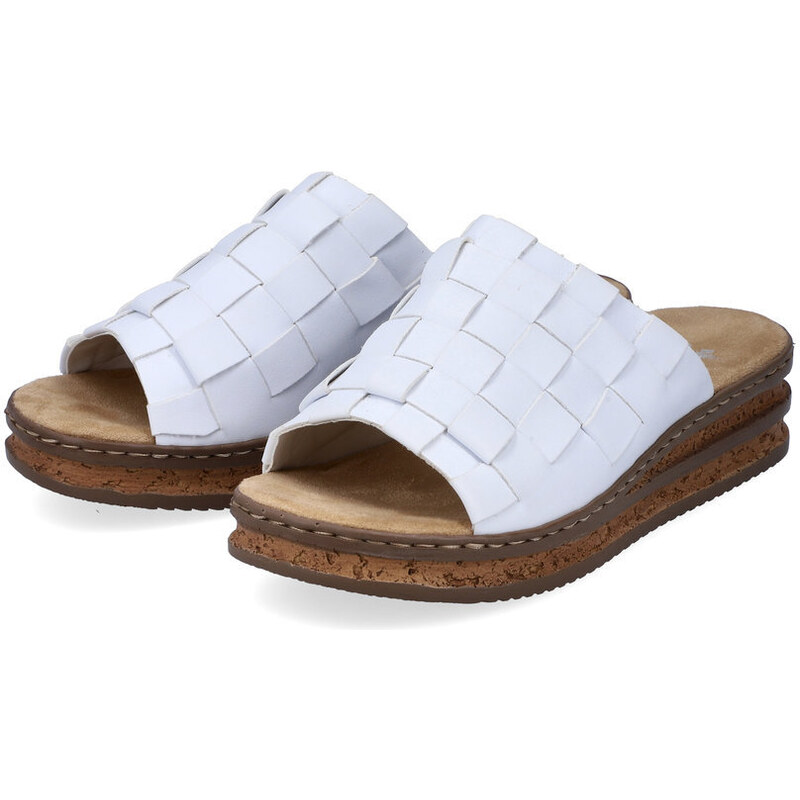 Dámské syntetické pantofle 62988-80 Rieker bílé 90115929