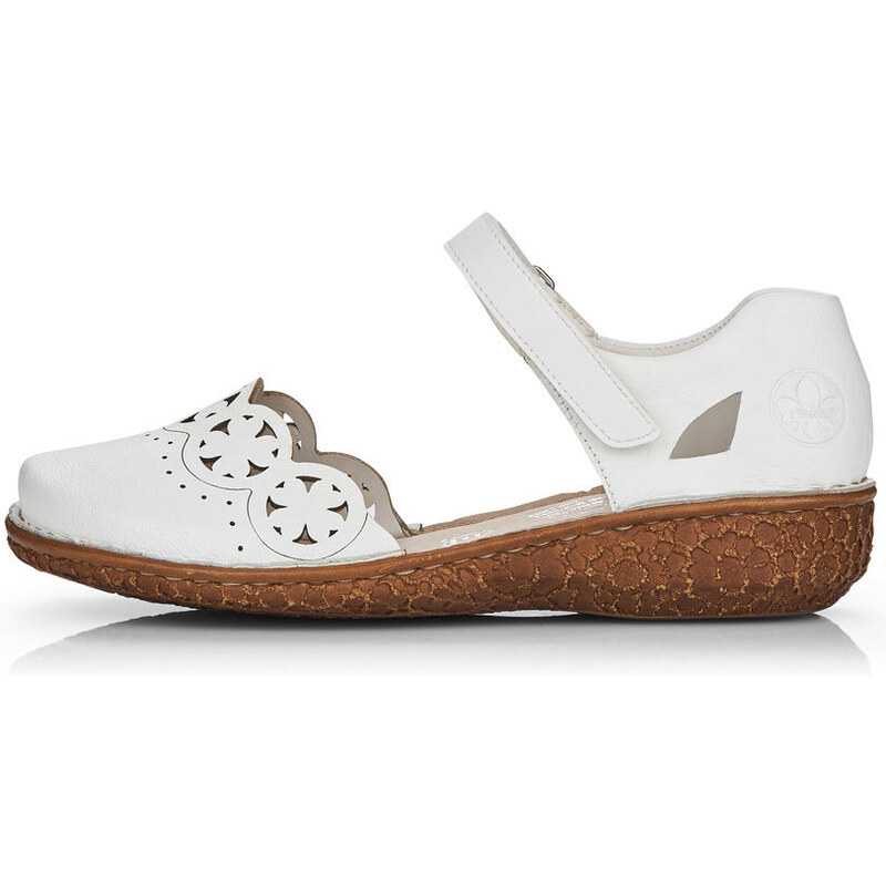 Dámské kožené sandále M0956-80 Rieker bílé