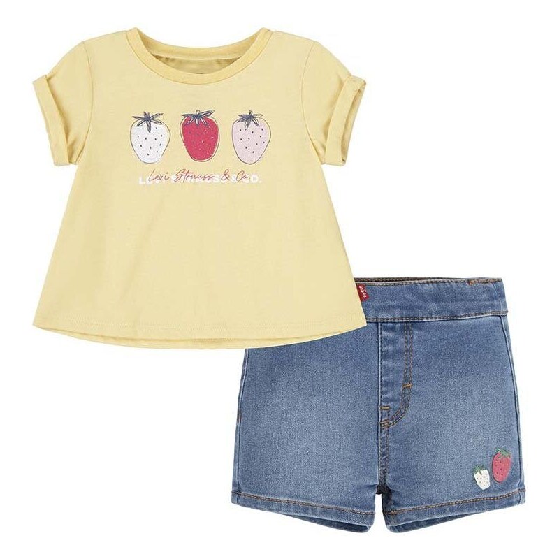 Kojenecká sada Levi's LVG FRUITY TEE & SHORT SET žlutá barva