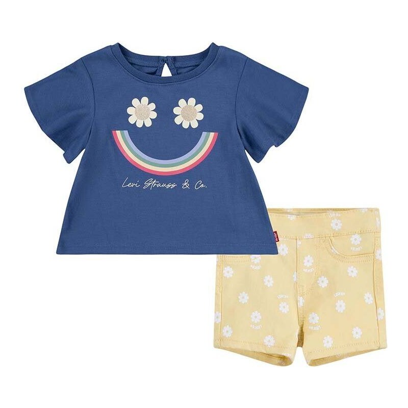 Kojenecká sada Levi's LVG SMILEY FLOUNCE TEE & SHORT žlutá barva