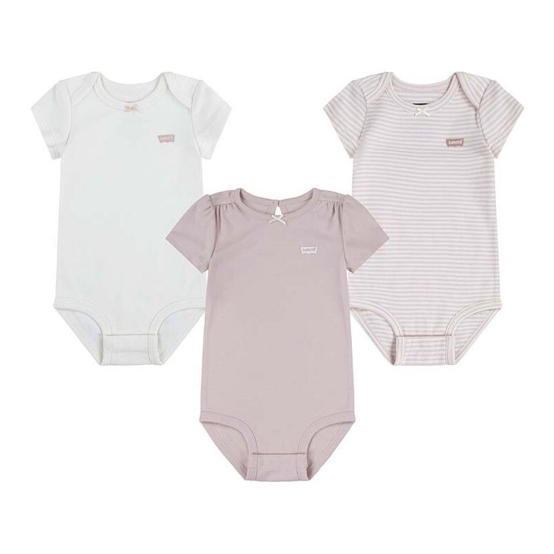 Bavlněné kojenecké body Levi's LVG 3PK BOW BODYSUIT SET 3-pack