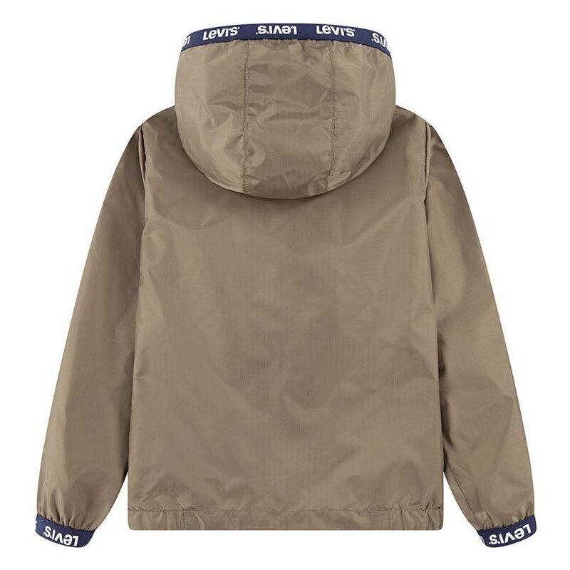 Dětská oboustranná bunda Levi's LVB REVERSIBLE BOY'S WIND JKT béžová barva